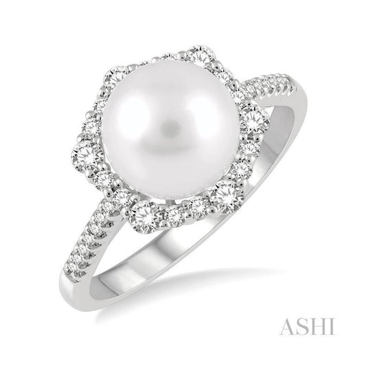 ASHI Pearl & Halo Diamond Fashion Ring 56175PPFGWPWG