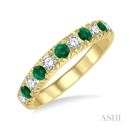 ASHI 11 Alternate Gemstone & Diamond Wedding Band 46504PPFGEMYG