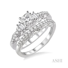 ASHI Princess Shape Diamond Wedding Set 20931PPFHWG-WS