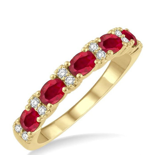 Parkplace Jewelers Oval Shape East-West Gemstone & Diamond Wedding Band 46528PPFGRBYG