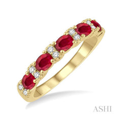 ASHI Oval Shape East-West Gemstone & Diamond Wedding Band 46528PPFGRBYG