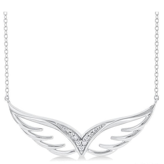 Parkplace Jewelers Silver Angel Wings Diamond Fashion Pendant 84189PPSSSLPD