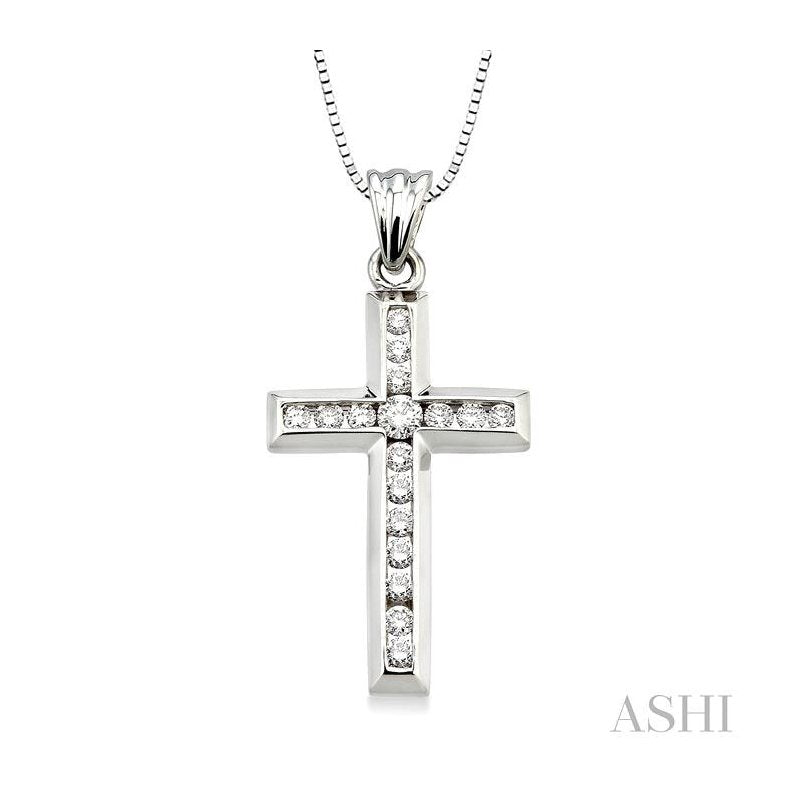 ASHI Channel Set Cross Diamond Pendant 95113PPFNPDW