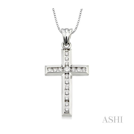 ASHI Channel Set Cross Diamond Pendant 95113PPFNPDW