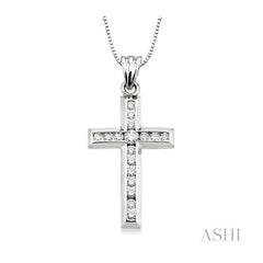 ASHI Channel Set Cross Diamond Pendant 95113PPFNPDW