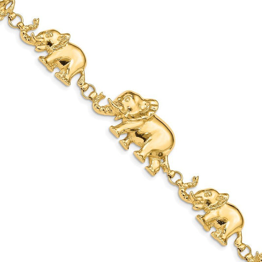 Quality Gold 14k Graduated Elephant Bracelet FB372-7