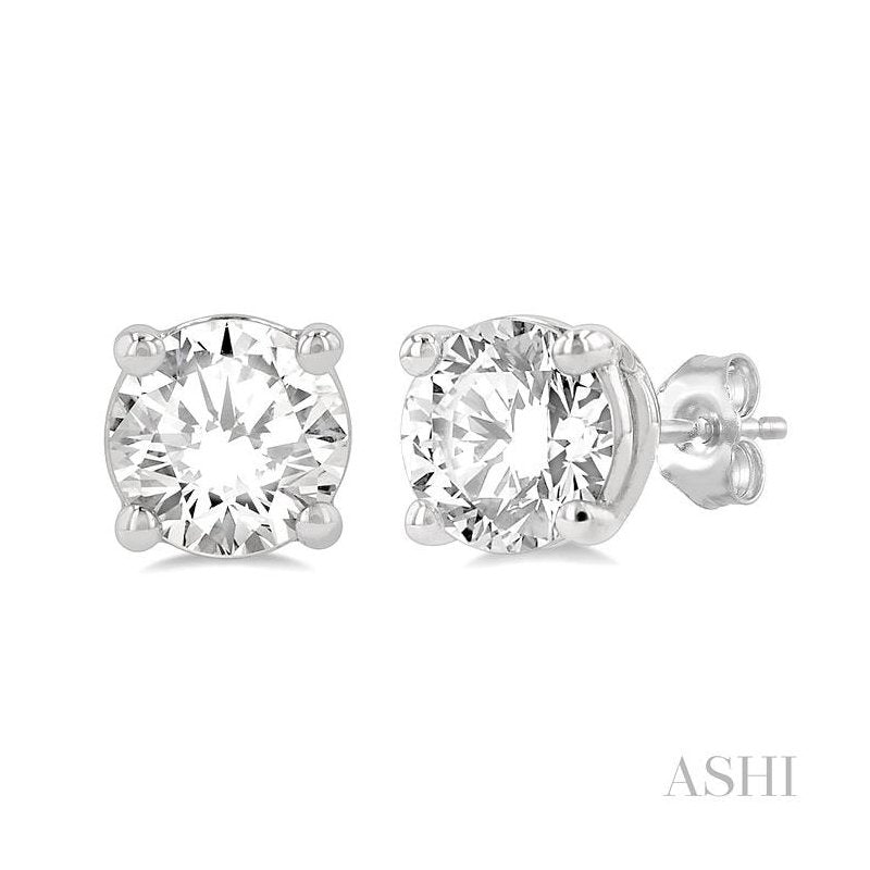 ASHI Round Shape Diamond Stud Earrings 66300PPFGERWG-2.0