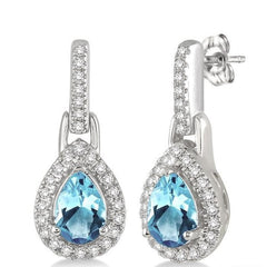 Parkplace Jewelers Pear Shape Gemstone & Halo Diamond Earrings 61097PPFSERAQWG