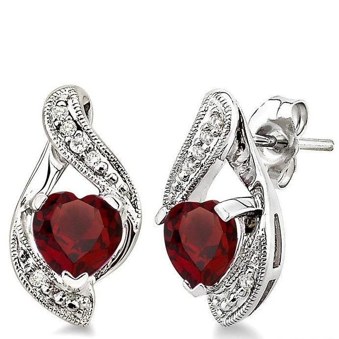 Parkplace Jewelers Silver Heart Shape Gemstone & Diamond Fashion Earrings 88179PPSSGTSLER