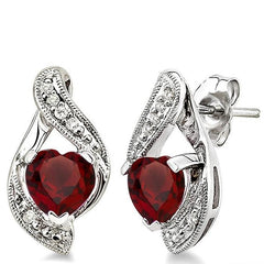 Parkplace Jewelers Silver Heart Shape Gemstone & Diamond Fashion Earrings 88179PPSSGTSLER