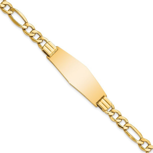 Quality Gold 14k Polished Semi-Solid Soft Diamond Shape Figaro ID Bracelet DCID136C-8