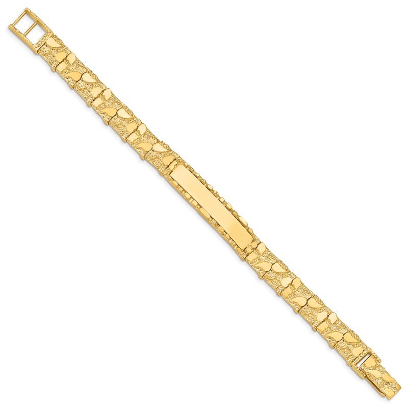 Quality Gold 14k 10.0mm Nugget ID Bracelet NUGID10