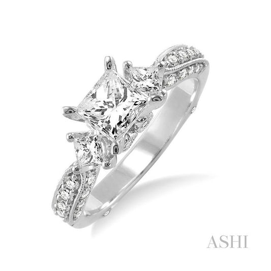 ASHI Princess Shape Past Present & Future Diamond Engagement Ring 25600PPFVWG-LE-1.45