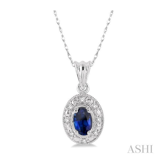 ASHI Oval Shape Gemstone & Diamond Pendant 58199PPFSPDSPWG