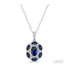 ASHI Oval Shape Gemstone & Halo Diamond Pendant 57468PPFHPDSPWG