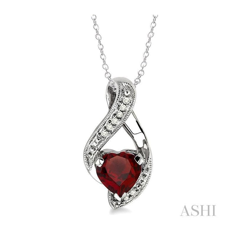 ASHI Silver Heart Shape Gemstone & Diamond Fashion Pendant 88179PPSSGTSLPD