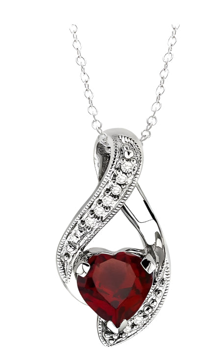 Parkplace Jewelers Silver Heart Shape Gemstone & Diamond Fashion Pendant 88179PPSSGTSLPD