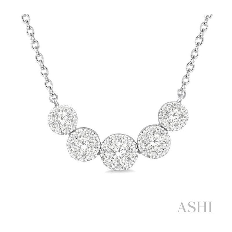 ASHI Round Shape 5 Stone Lovebright Essential Diamond Smile Necklace 9936HPPFVNKWG