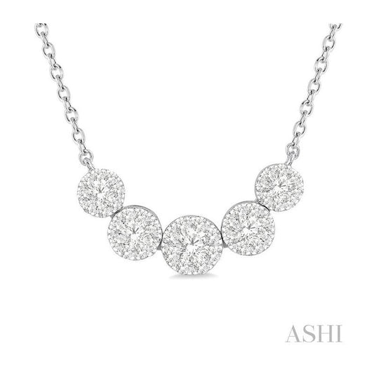 ASHI Round Shape 5 Stone Lovebright Essential Diamond Smile Necklace 9936HPPFVNKWG