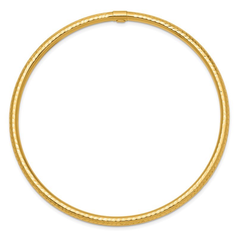 Quality Gold 14k 3mm Diamond-cut Tube Slip-on Bangle DB476