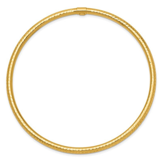 Quality Gold 14k 3mm Diamond-cut Tube Slip-on Bangle DB476