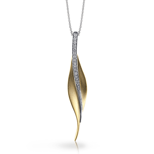 Fallen Leaves Pendant Necklace in 18k Gold with Diamonds DP113 WHITE 18K X