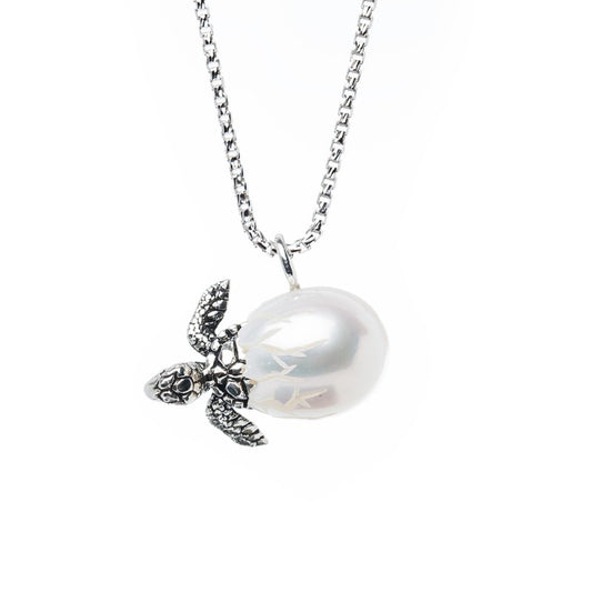 Ocean City Collection Sterling silver hatching turtle from pearl shell egg SS-002