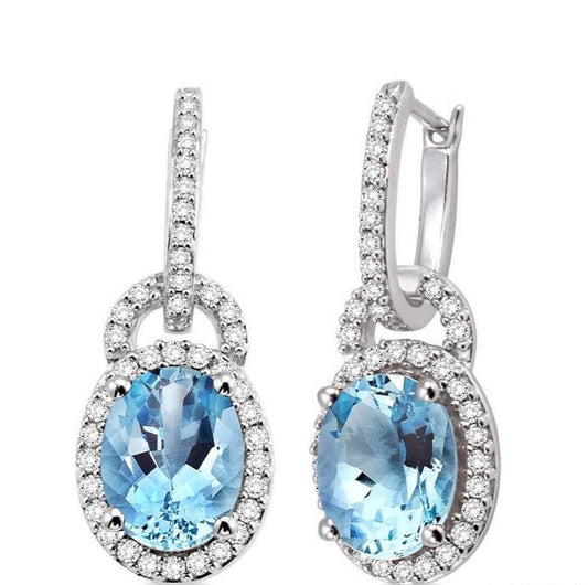 Parkplace Jewelers Oval Shape Gemstone & Halo Diamond Earrings 60894PPFNERAQWG