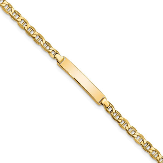 Quality Gold 14k Semi-Solid Anchor Link ID Bracelet DCID139