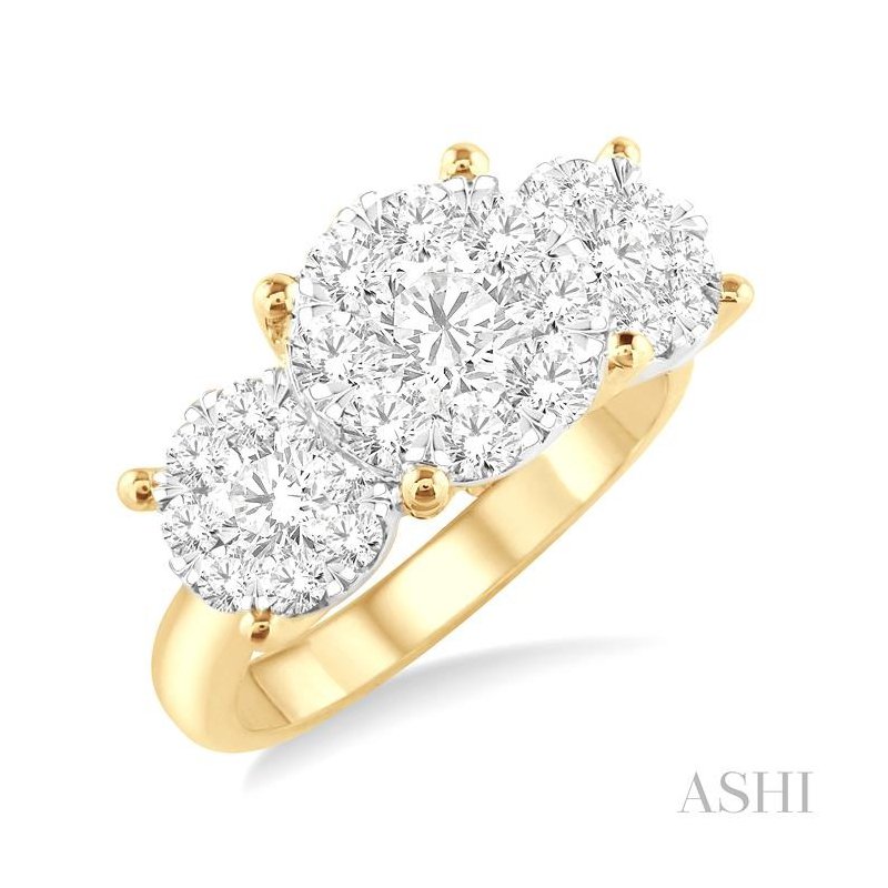 ASHI Round Shape Past Present & Future Lovebright Essential Diamond Engagement Ring 36920PPFGYW-2.00