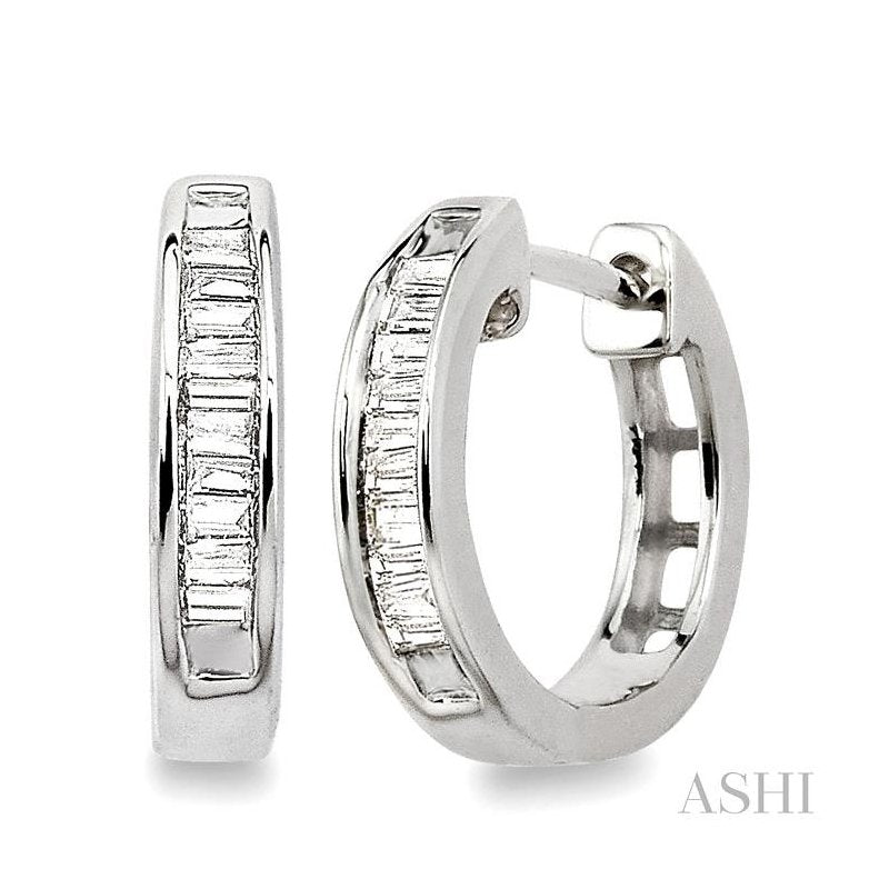 ASHI Baguette Diamond Huggie Earrings 62908PPTXERW