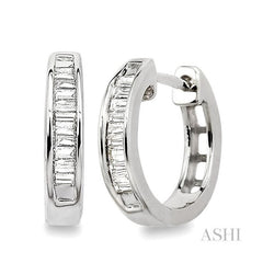 ASHI Baguette Diamond Huggie Earrings 62908PPTXERW