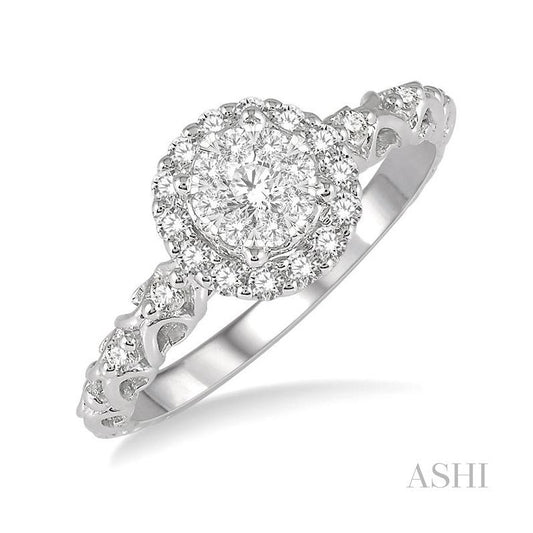 ASHI Round Shape Halo Lovebright Diamond Engagement Ring 15964PPFVWG-LE