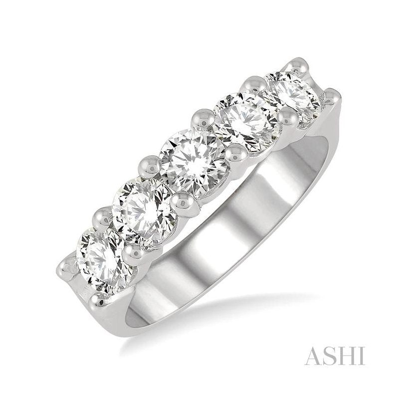 ASHI Round Shape 5 Stone Diamond Wedding Band 33340PPFGWG-1.50