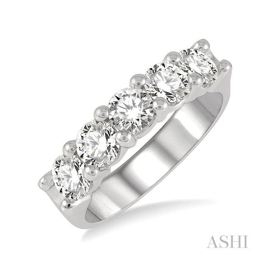 ASHI Round Shape 5 Stone Diamond Wedding Band 33340PPFGWG-1.50