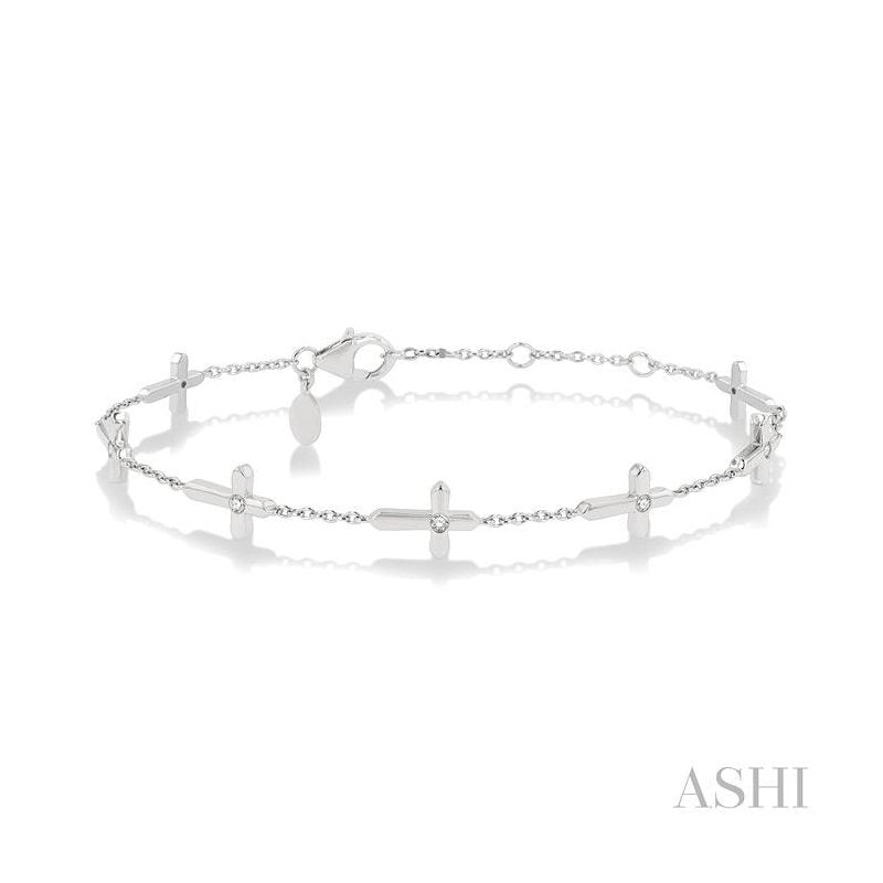 ASHI Cross Petite Diamond Station Chain Bracelet 708C0PPTGWG