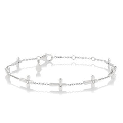 Parkplace Jewelers Cross Petite Diamond Station Chain Bracelet 708C0PPTGWG