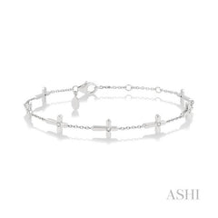 ASHI Cross Petite Diamond Station Chain Bracelet 708C0PPTGWG