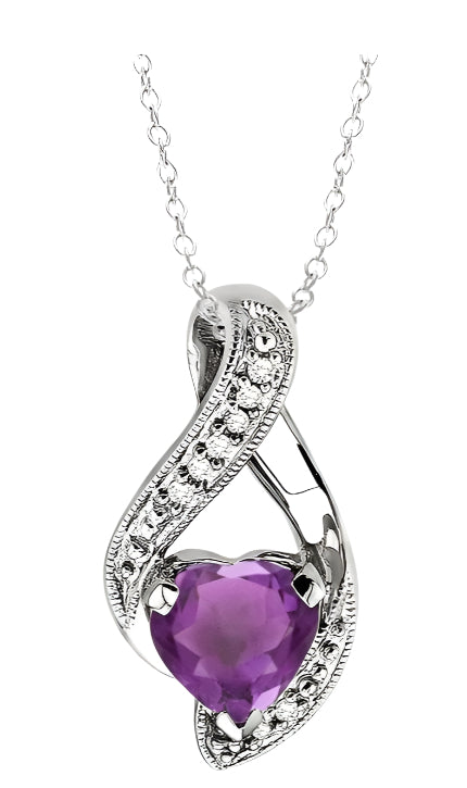 Parkplace Jewelers Silver Heart Shape Gemstone & Diamond Fashion Pendant 88179PPSSAMSLPD