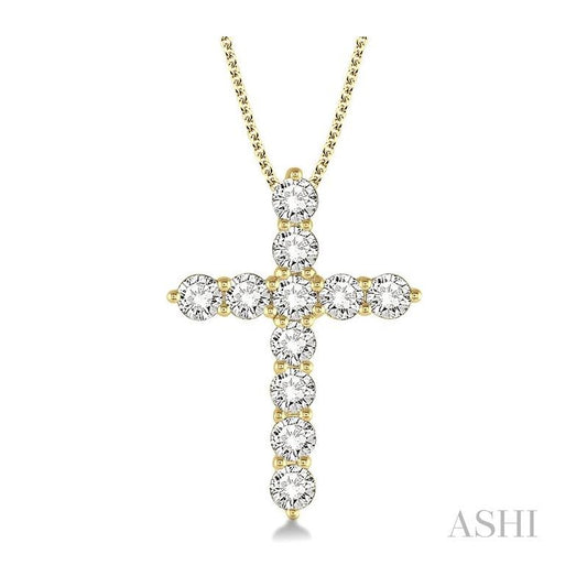 ASHI Cross Diamond Pendant 96450PPFGPDYG-1.50