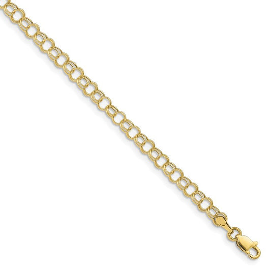 Quality Gold 10k Hollow Double Link Charm Bracelet 10DO350