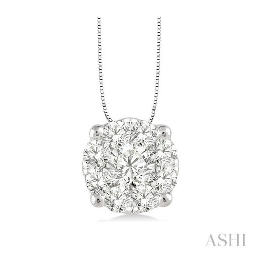 ASHI Round Shape Lovebright Essential Diamond Solitaire Pendant 91756PPFGPDWG