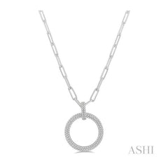 ASHI Pave-Set Circle Paper Clip Diamond Fashion Pendant 909F3PPFHPDWG