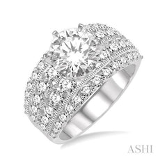 ASHI Round Shape Semi-Mount Diamond Engagement Ring 17280PPFRWG-SM-2.10