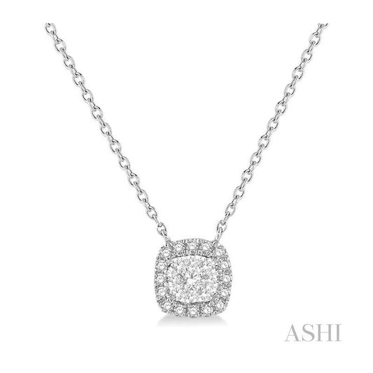 ASHI Cushion Shape Halo Lovebright Essential Diamond Pendant 99660PPFHNKWG