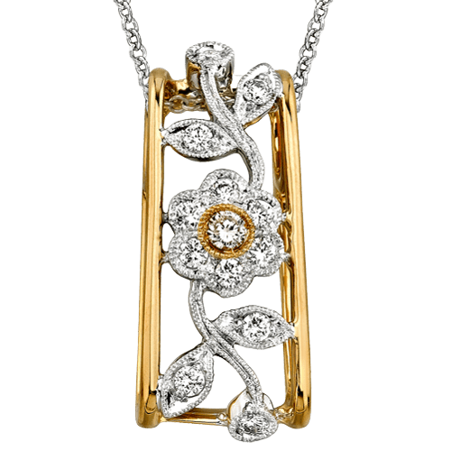 Floral Pendant in 18k Gold with Diamonds MP1272 WHITE 18K X 2T