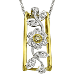 Floral Pendant in 18k Gold with Diamonds MP1272 WHITE 18K X 2T