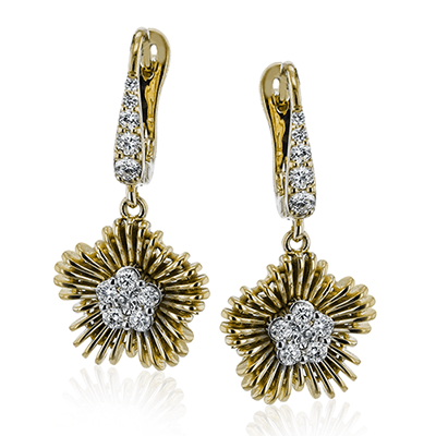 Flower Earrings in 18k Gold with Diamonds LE4579 WHITE 18K X YELLOW