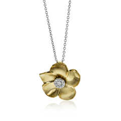 Flower Pendant Necklace in 18k Gold with Diamonds DP276 2T 18K X 2T