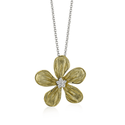 Flower Pendant Necklace in 18k Gold with Diamonds LP4845 2T 18K X 2T